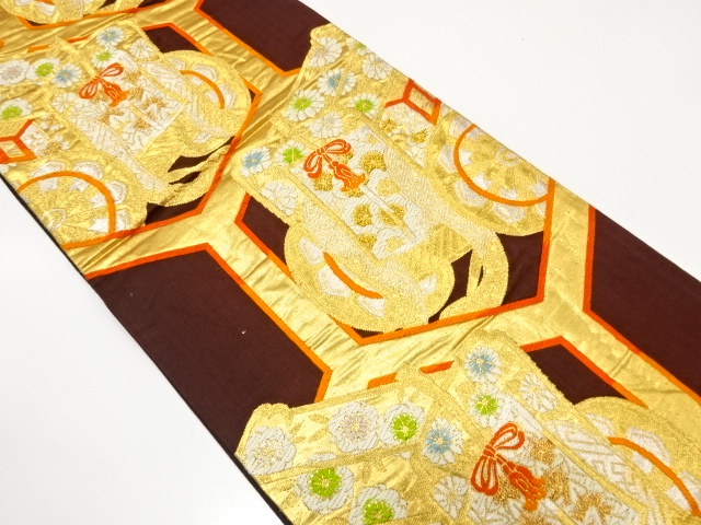 JAPANESE KIMONO / ANTIQUE FUKURO OBI / SILK / WOVEN CARRIAGE